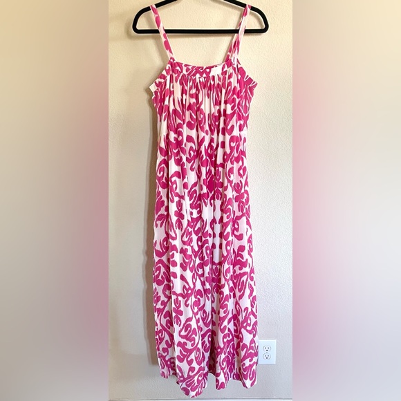Sheridan French Melissa Dress Fluoro Pink Ikat Silk Maxi Size 4 Resort Chic - Picture 2 of 7